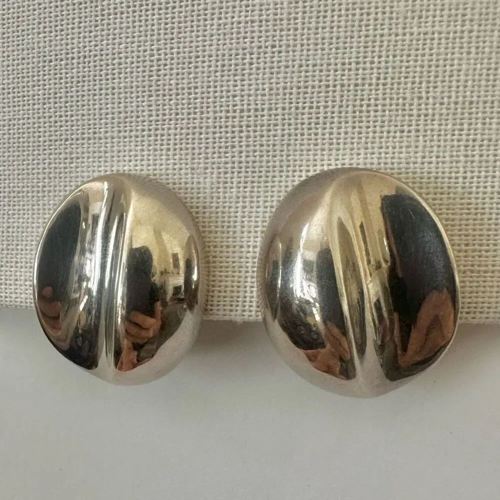 BAYANIHAN 925 Sterling Silver Modernist Clip-On Earrings